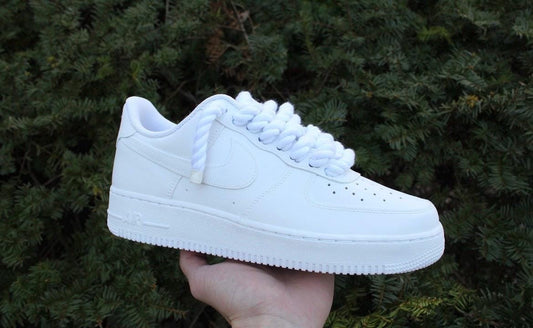 Custom White Air Force 1 Sneakers | Chunky Rope Laces