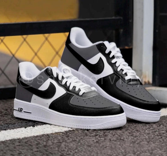 Custom Black & Gray Air Force 1 Sneakers