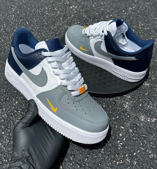 Custom Air Force 1 Sneakers | Blue, Gray & White