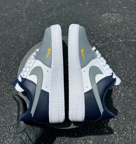 Custom Air Force 1 Sneakers | Blue, Gray & White