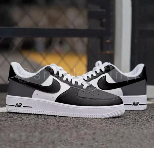 Custom Black & Gray Air Force 1 Sneakers